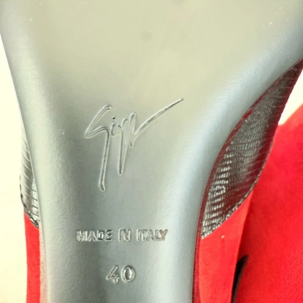 Giuseppe Zanotti Mascolina 30 Tubo Red Suede Black Leather cowboy Boots EU 40